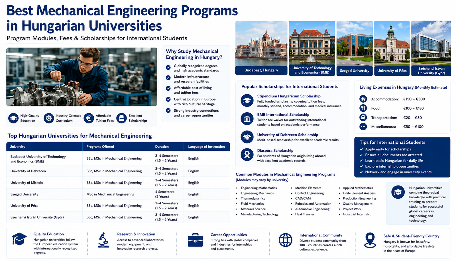 Engineering Programs in Hungary, best universities, living cost, tuition fees and sholarships